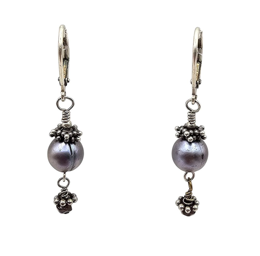 Lot 179: Pearl Sterling Silver Drop Dangle Earrings 3.4 G