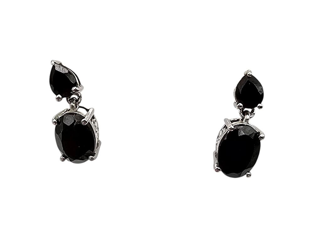 Lot 191: Onyx Sterling Silver Drop Dangle Earrings 2.2 G