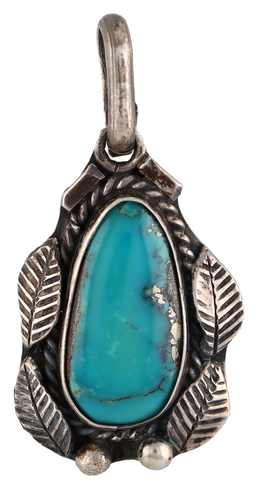 Lot 372: Signed DC Navajo Sterling Turquoise Pendant