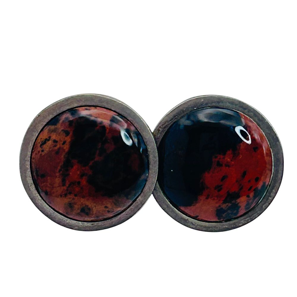 Lot 155: MB Taxco, Mexico, Jasper Sterling Silver Screwback Earrings 14.08 G