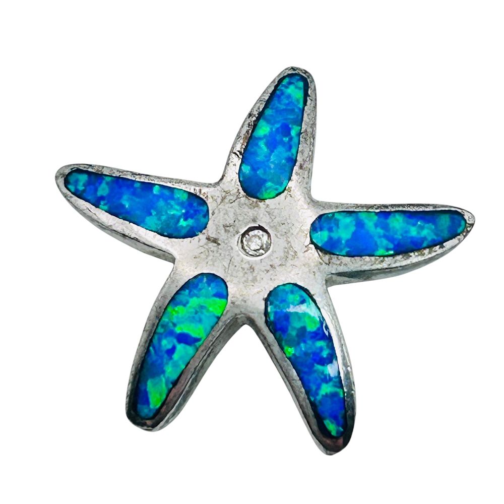 Lot 185: Opal Inlaid Sterling Silver Starfish 3.96 G