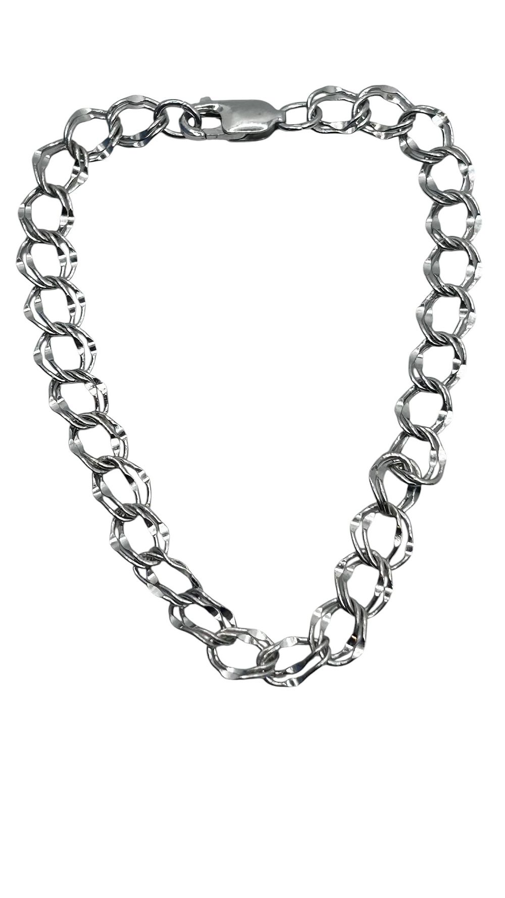 Lot 201: PROCHAIN Sterling Silver Double Curb Chain Bracelet. 5.56 G.