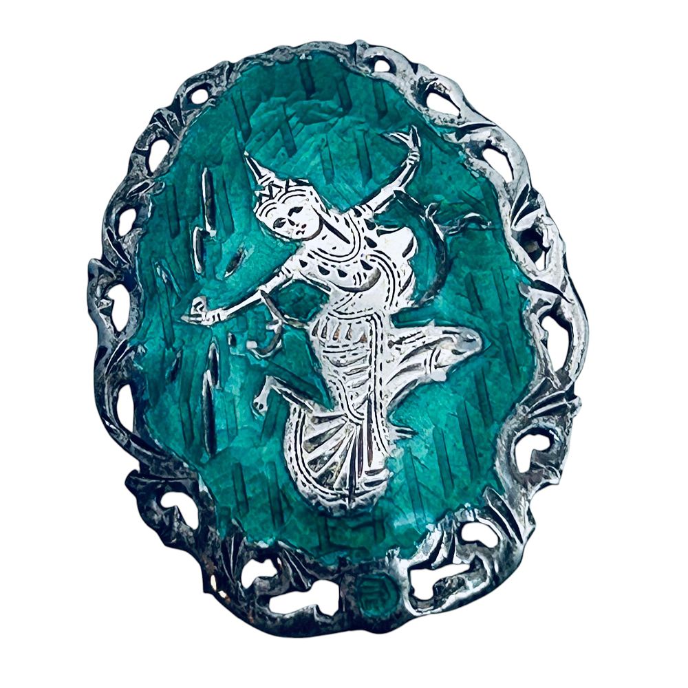 Lot 242: SIAM Sterling Silver Enamel Brooch. 7.00 G.