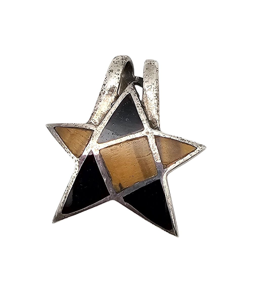 Lot 197: SX Tiger's Eye Onyx Sterling Silver Star Pendant 6.2 G