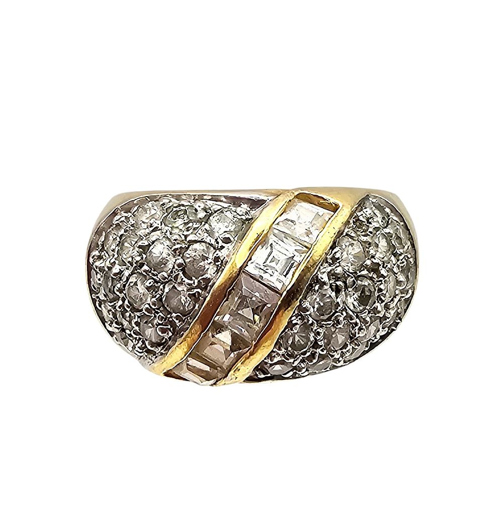 Lot 203: Rhinestone Gold Over Sterling Silver Cocktail Ring Sz 7.75 7.8 G