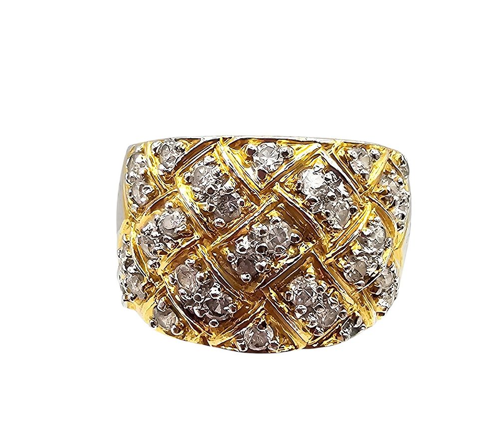 Lot 206: Ross Simons Cubic Zirconia Gold Over Sterling Silver Ring Sz 8.25 9.1  G