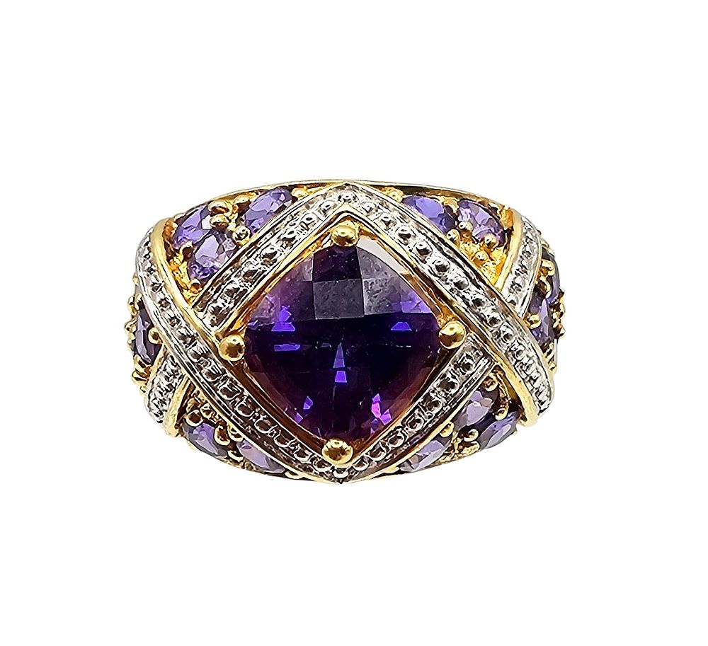 Lot 208: C^A Topaz Gold Over Sterling Silver Cocktail Ring Sz 6.75 8.2 G