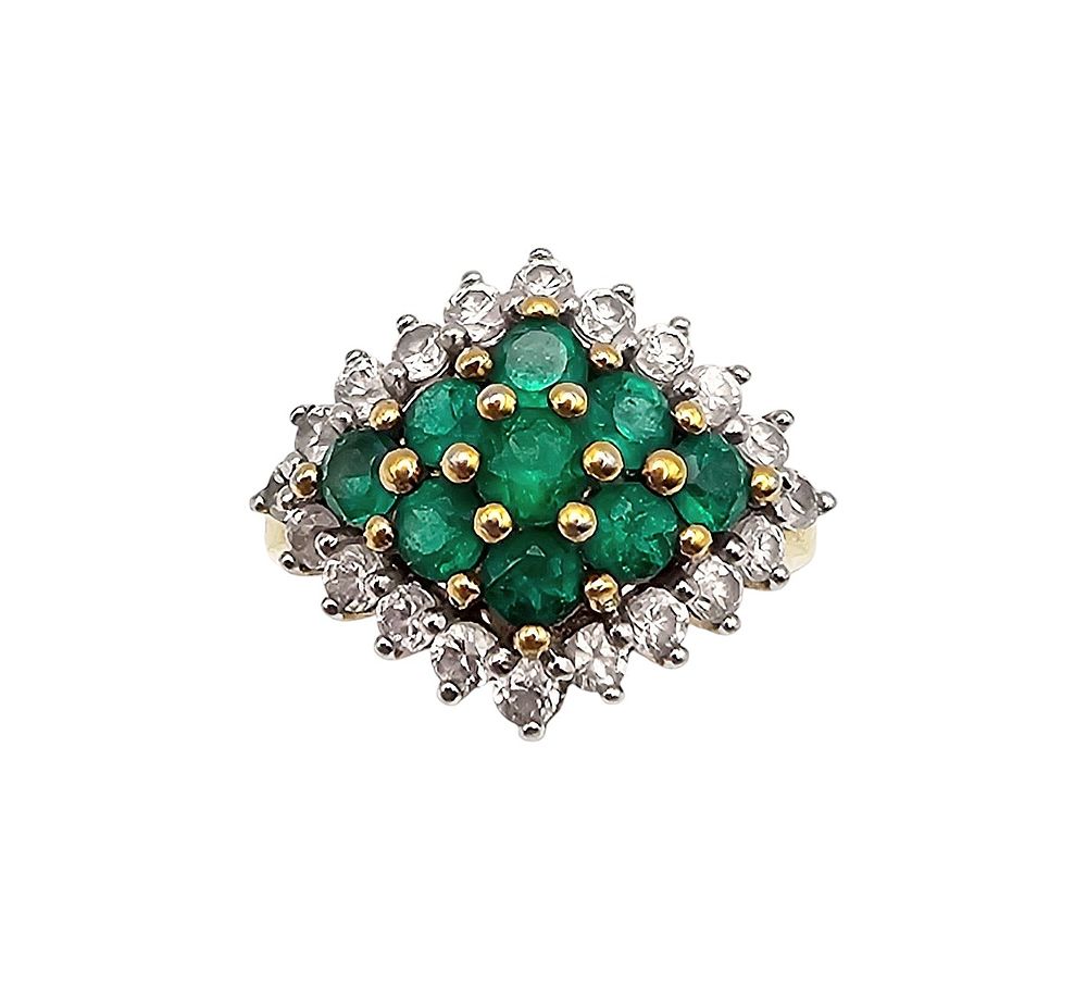 Lot 217: UTC Rhinestone Gold Over Sterling Silver Cocktail Ring Sz 5.5 4.9 G