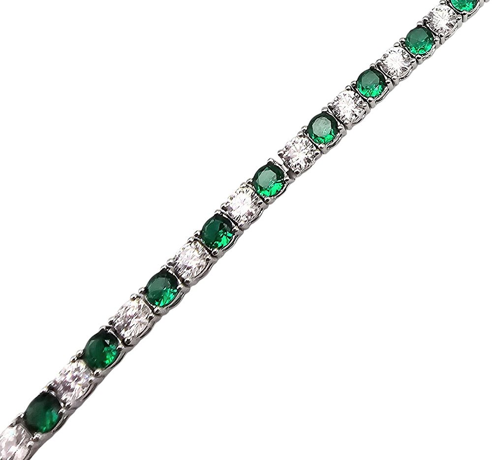 Lot 227: BS Rhinestone Sterling Silver Tennis Bracelet 7.8 G