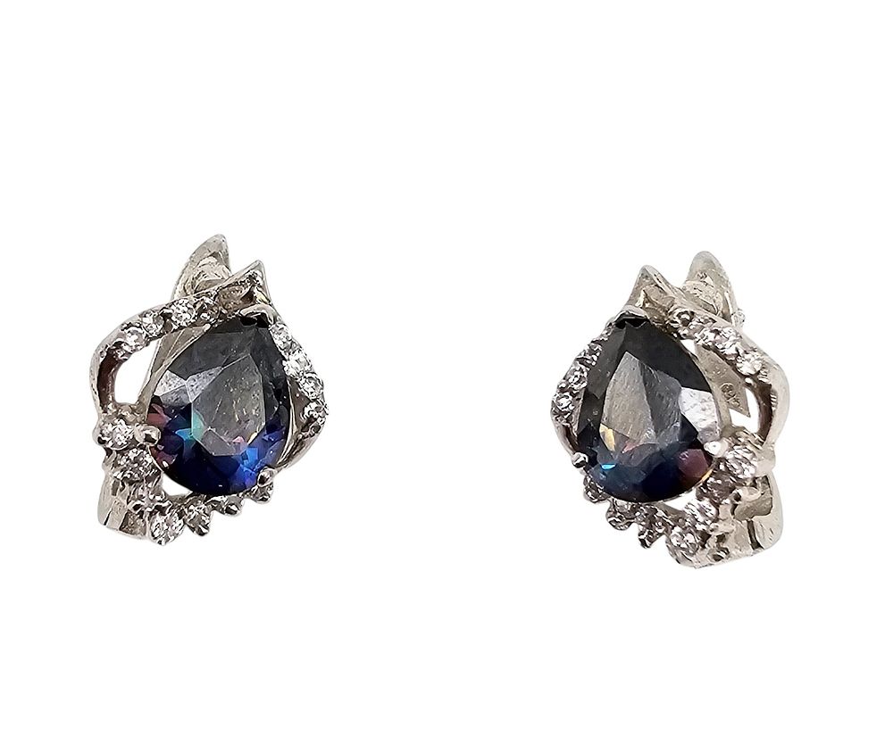 Lot 228: Rhinestone Sterling Silver Earrings 4.7 G