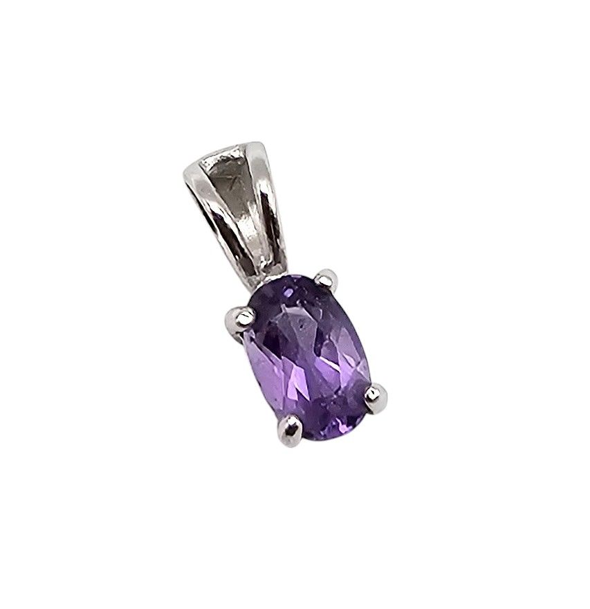 Lot 229: Ross Simons Amethyst Sterling Silver Pendant 0.4 G