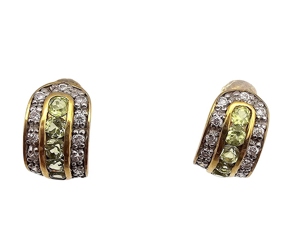 Lot 234: Rhinestone Gold Over Sterling Silver Earrings 3.9 G