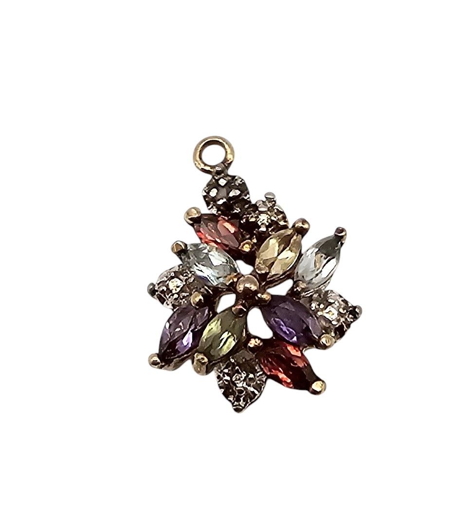 Lot 235: Multi Gemstone Gold Over Sterling Silver Pendant 1.3 G
