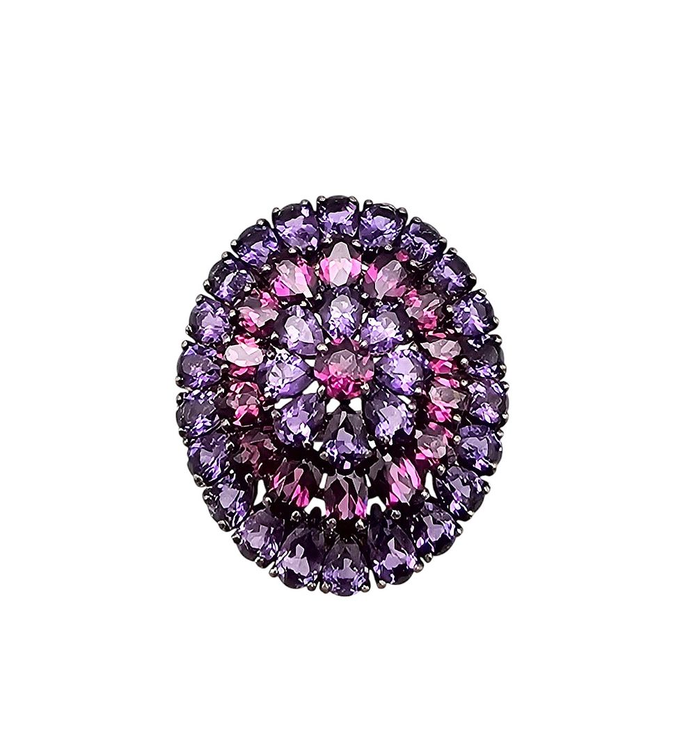 Lot 240: Rhinestone Sterling Silver Cocktail Ring Sz 6.75 7.6 G