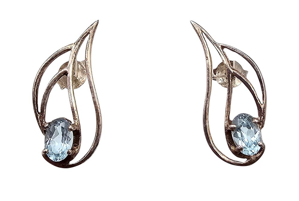 Lot 243: Rhinestone Sterling Silver Earrings 2 G