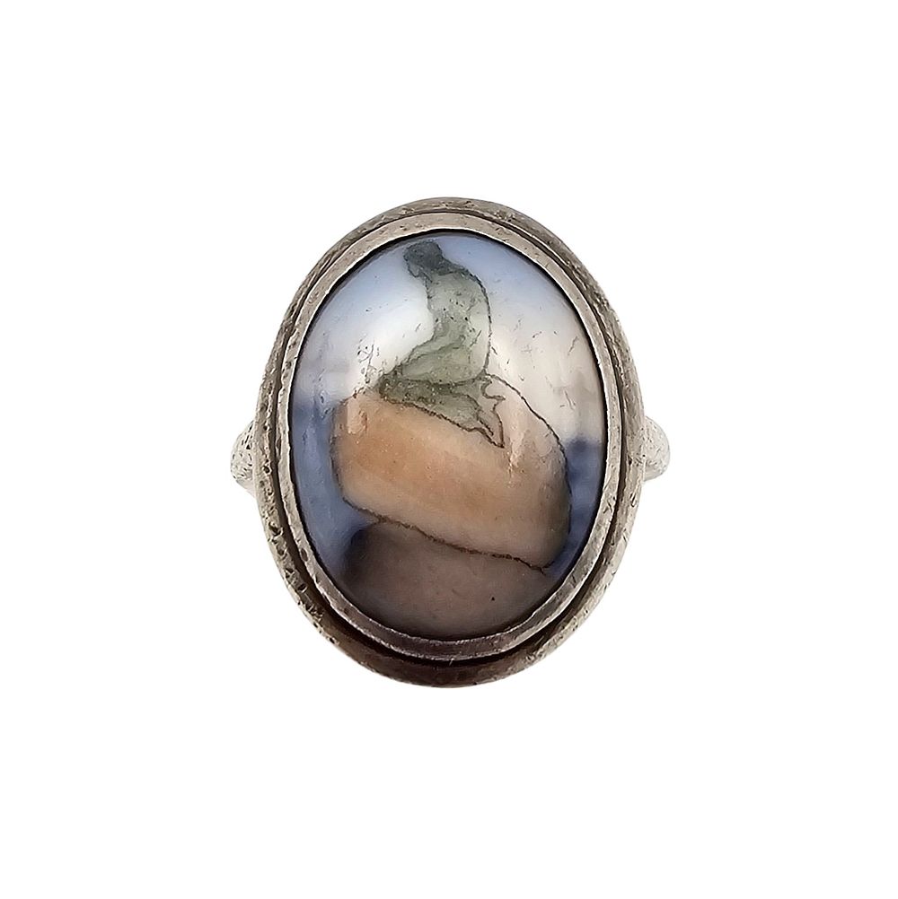 Lot 245: B&G Glass Sterling Silver Ring Sz 5.75 4.2 G