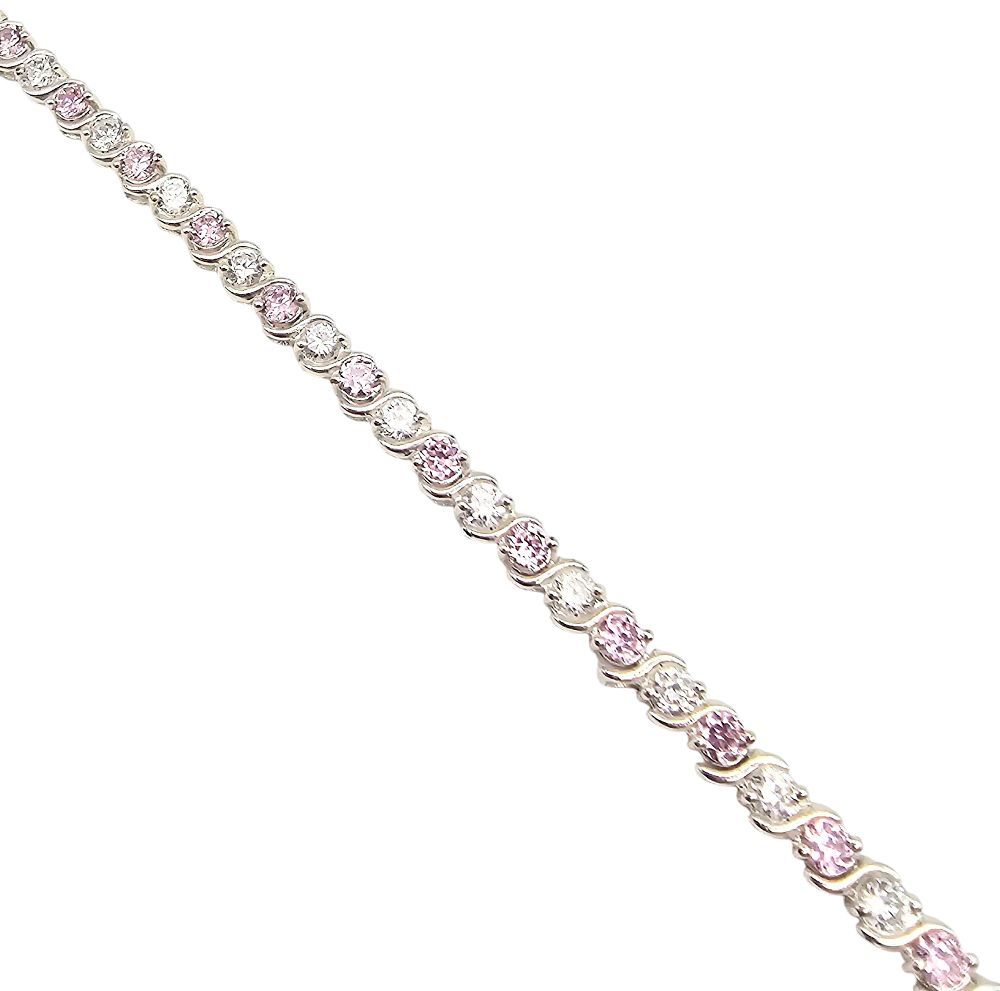 Lot 247: Ross Simons Cubic Zirconia Sterling Silver Tennis Bracelet 8.9 G