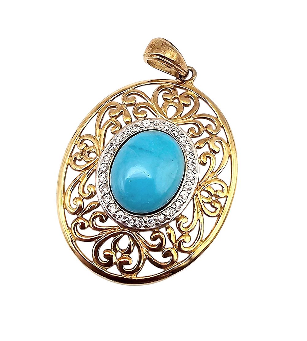 Lot 250: Ross Simons Rhinestone Gold Over Sterling Silver Pendant 5.7 G