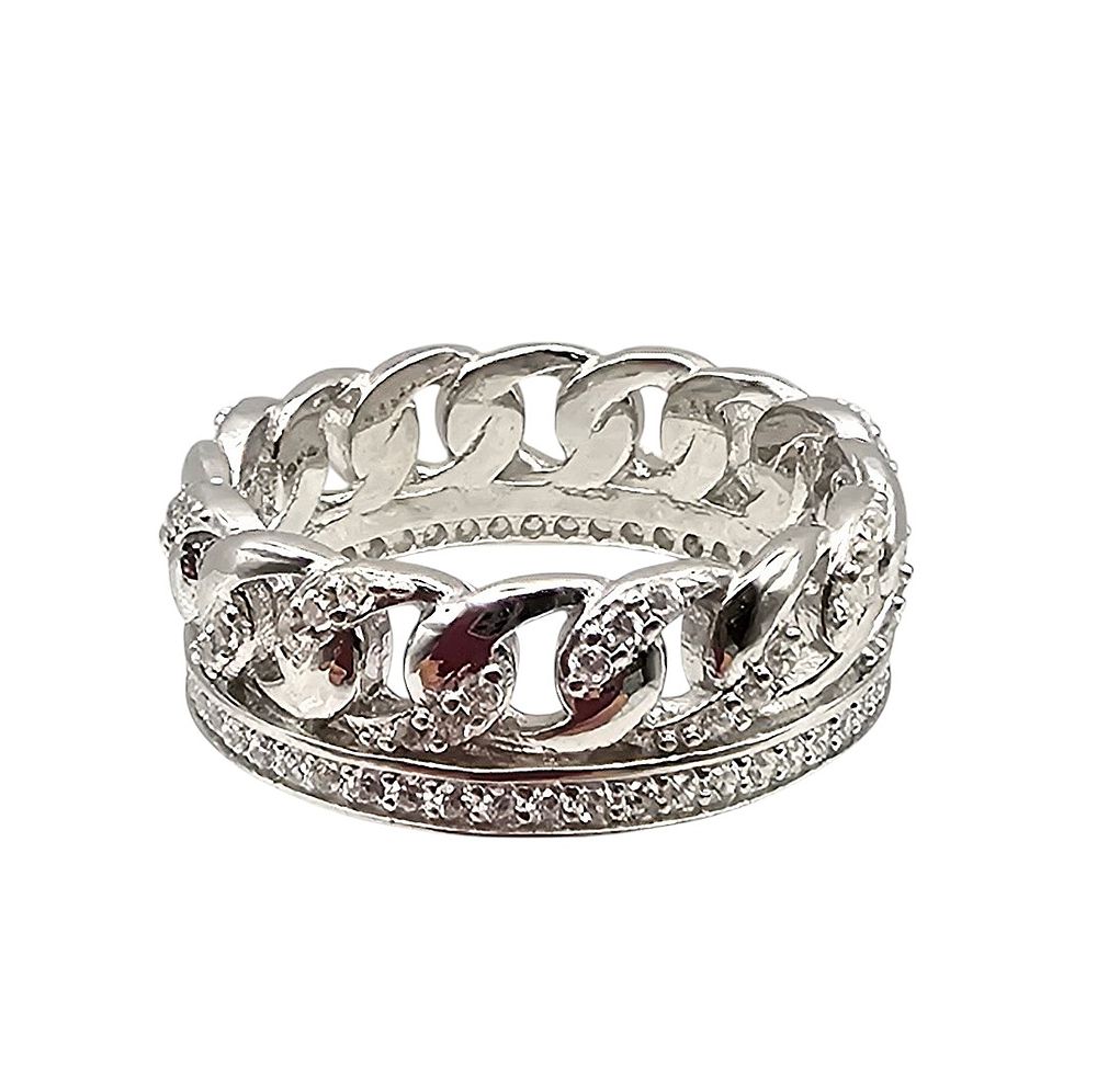 Lot 492: Rhinestone Sterling Silver Cocktail Ring Sz 6.25 4.9 G