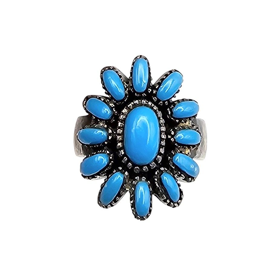 Lot 493: Turquoise Sterling Silver Ring Sz 5.75 10.9 G