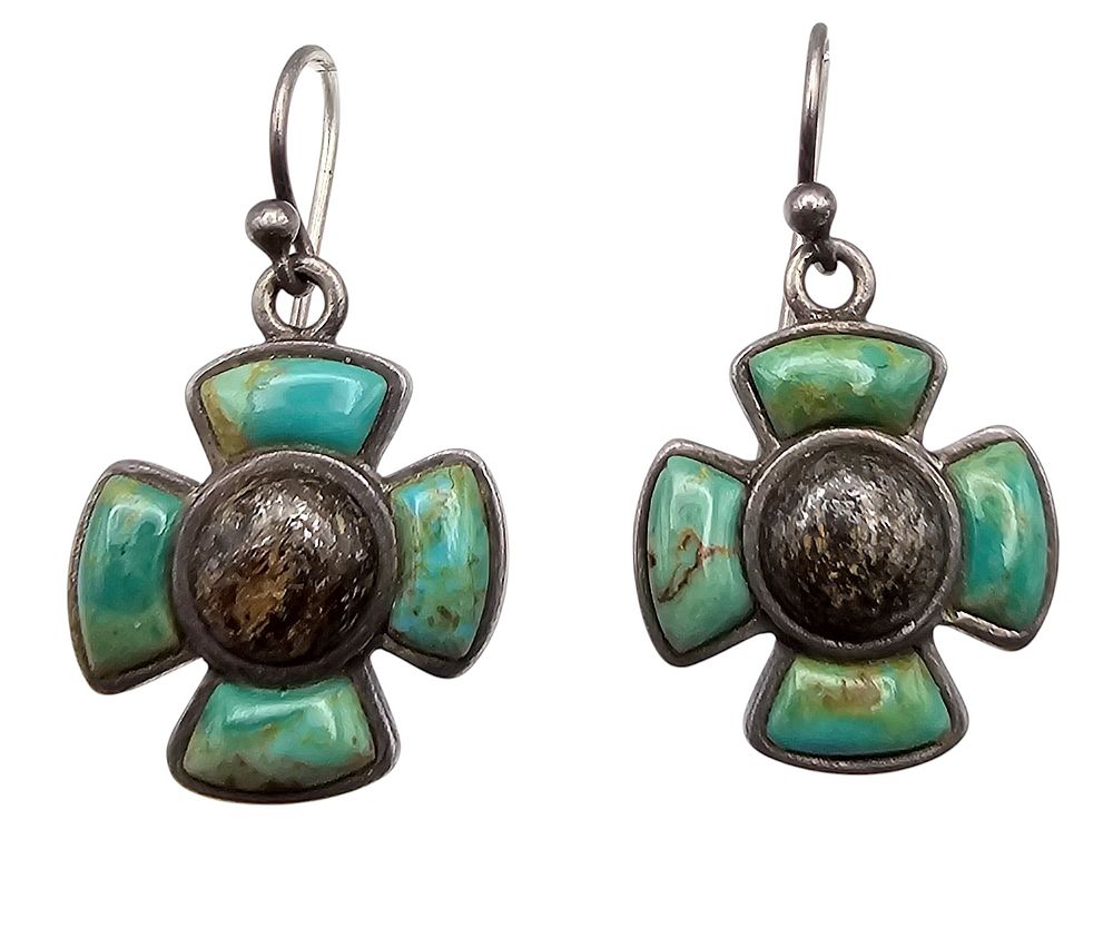 Lot 495: Barse Turquoise Agate Sterling Silver Drop Dangle Earrings 8.3 G