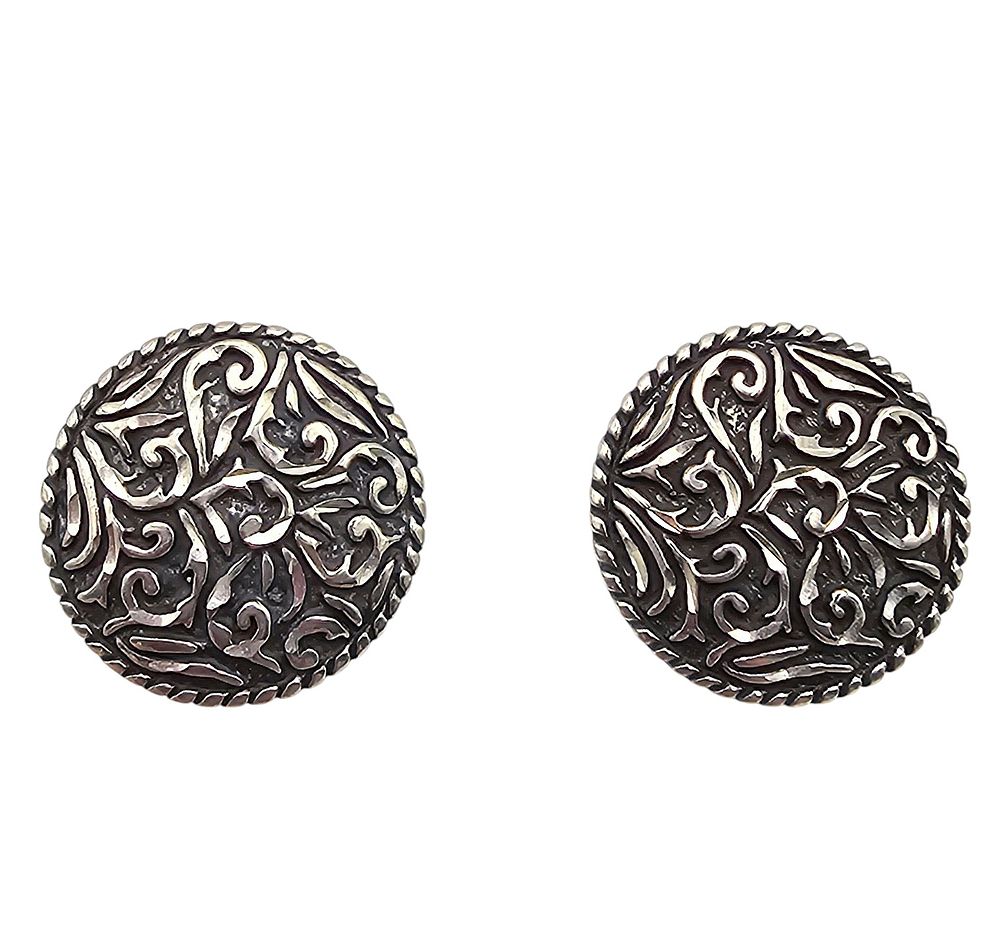 Lot 575: Carolyn Pollack Relios Sterling Silver Stamped Disk Earrings 7.8 G