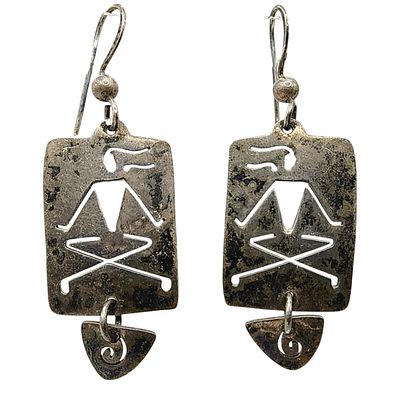 Sterling 'Far Fetched' Mexico Swirl Dangle Earrings 7.8g
