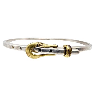 Sterling Taxco TC-04 Adjustable Belt Buckle Bracelet 13.8g