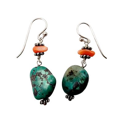 Sterling Southwest Multistone Dangle Earrings 6.1g
