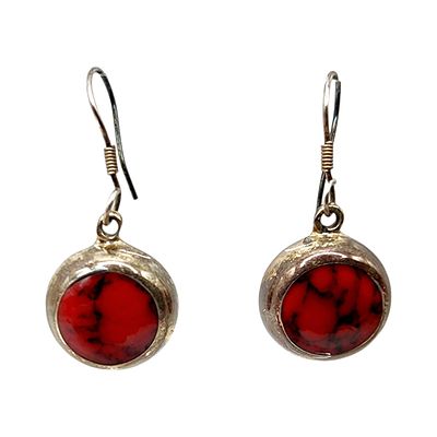 Sterling Mexico Red Jasper Dangle Earrings 2.4g