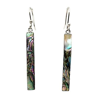 Sterling 'ATI' Mexico Abalone Bar Dangle Earrings 3.8g