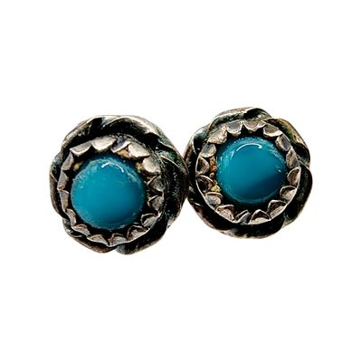 Sterling Turquoise Snake Eye Stud Earrings 1g