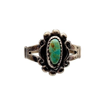 Bell Trading Post Sterling Turquoise Ring Sz 6 2.2g, as is - piece of silver bezel is pressed 