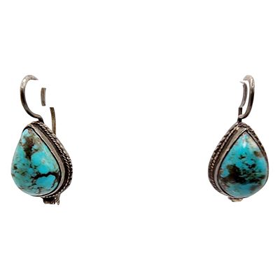 Sterling Faux Turquoise Teardrop Earrings 5.8g
