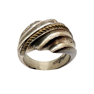 Sterling Taxco TF-76 Ridged Ring Sz 6.25 10.6g