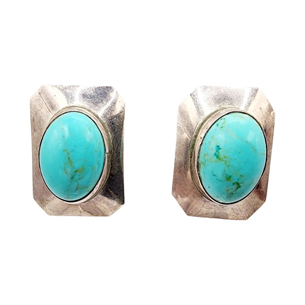 Lot 157: Sterling Navajo Turquoise Stud Earrings
