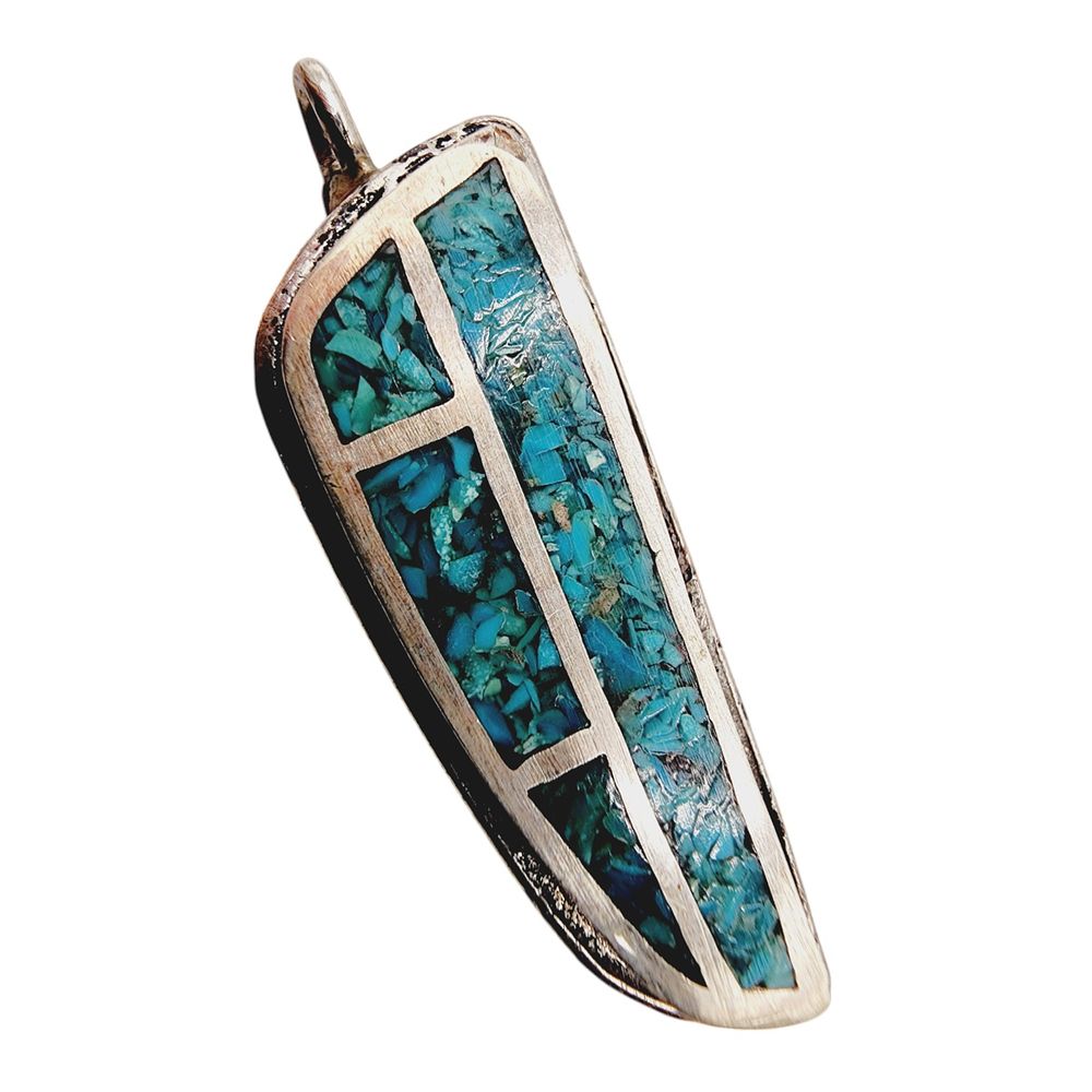 Lot 158: Sterling Navajo Crushed Turquoise Inlay Pendant