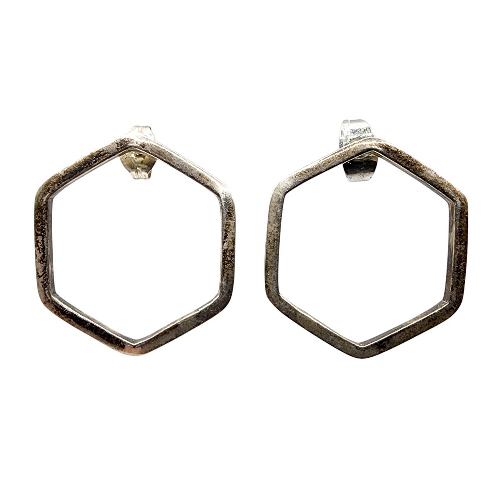 Lot 283: Sterling Navajo Hexagon Earrings