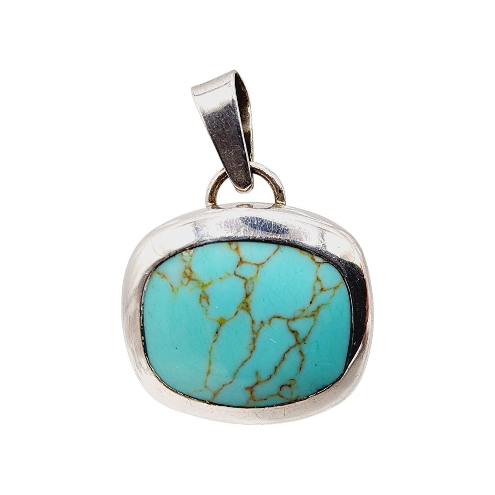 Lot 330: Sterling Mexico 'ATI' Turquoise Pendant