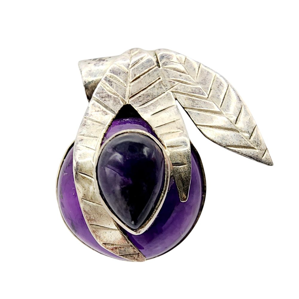 Lot 378: Sterling Amethyst Purple Leaf Slider Pendant
