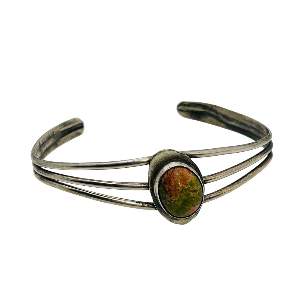 Lot 165: Navajo UNAKITE Jasper Cuff Bracelet 9.35 G