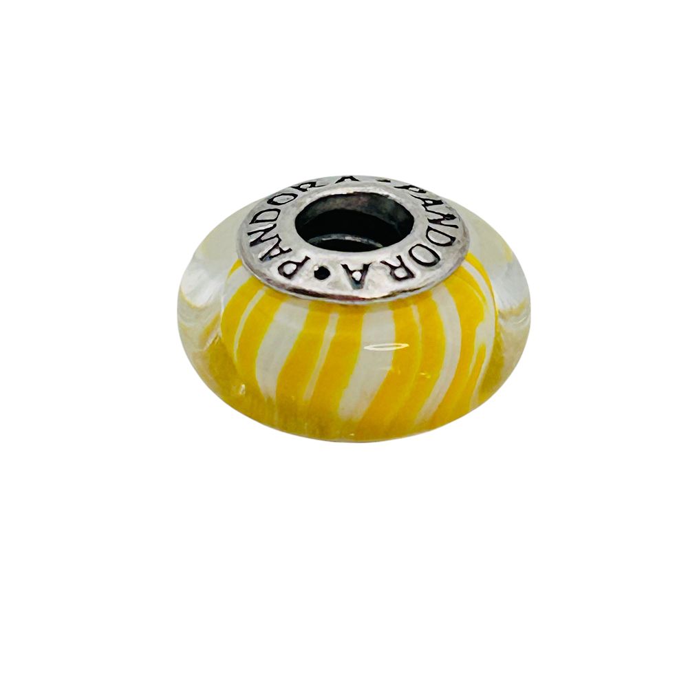 Lot 234: Pandora Sterling Yellow Stripe Charm 3.46 G