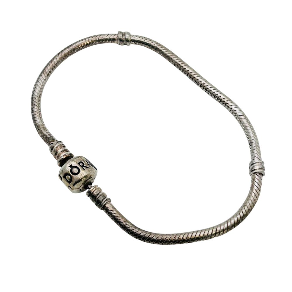Lot 241: Pandora Sterling Snake Chain Charm Bracelet 14.49 G