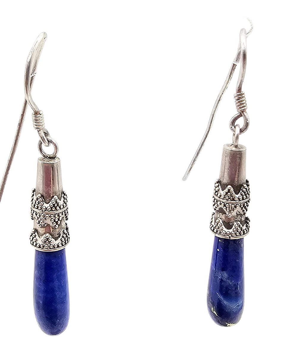 Lot 247: Lapis Sterling Silver Drop Dangle Earrings 4.1 G