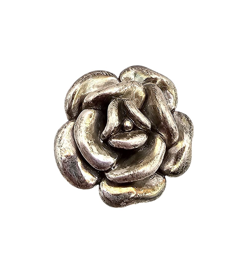 Lot 256: Signed Sterling Silver Hollow Form Rose Ring Size 6.5 5.5 G