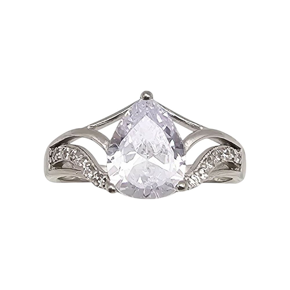Lot 266: Rhinestone Sterling Silver Cocktail Ring Size 4 2 G