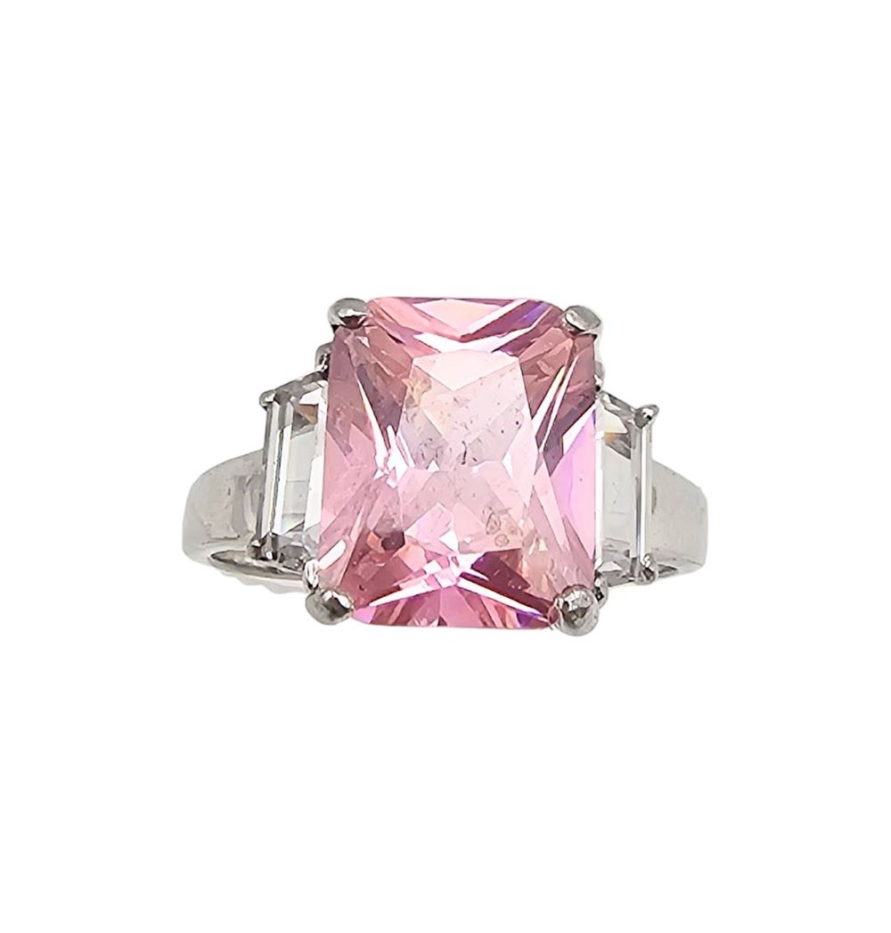 Lot 310: Rhinestone Sterling Silver Cocktail Ring Size 9.5 6.3 G
