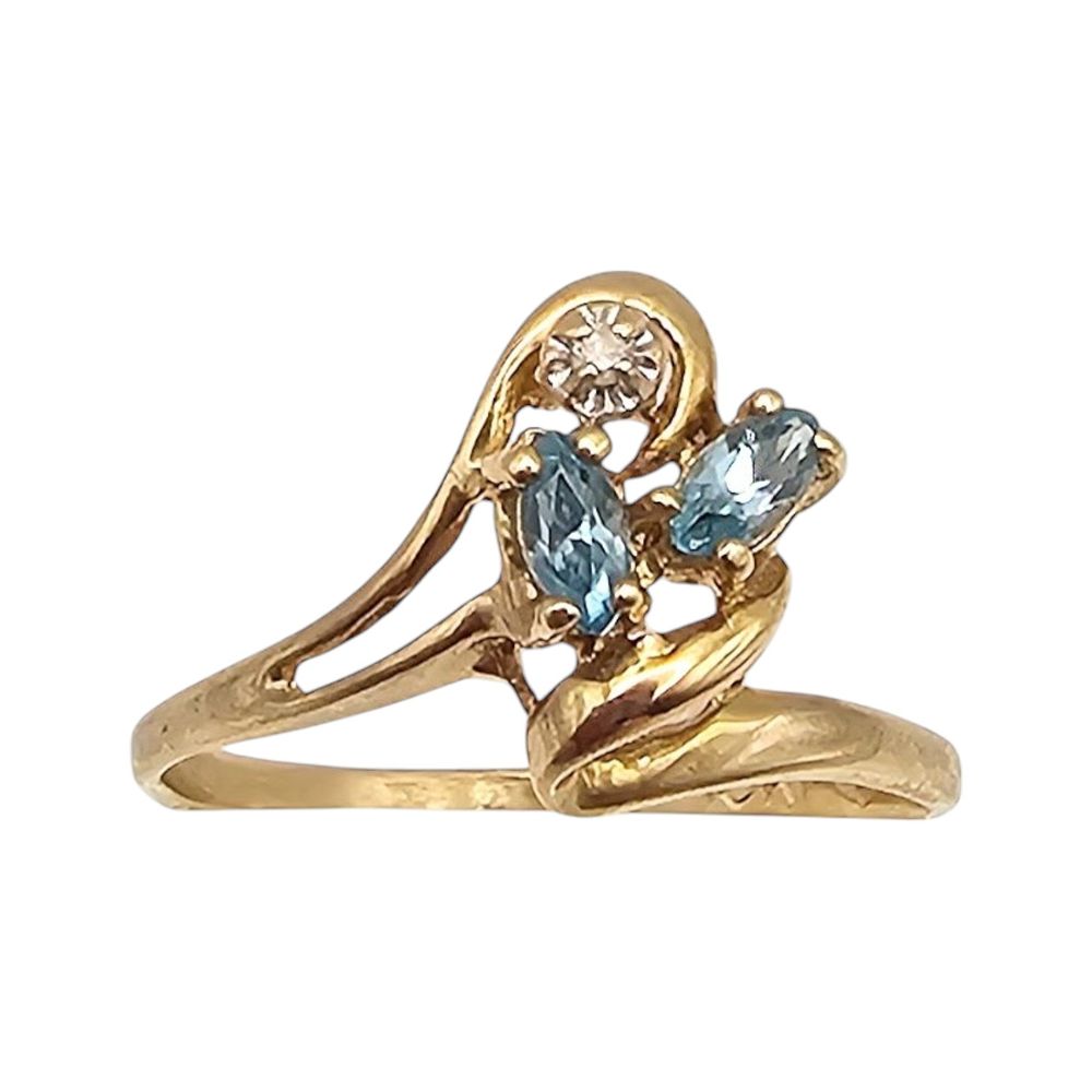 Lot 375: KP Topaz Diamond 10K Gold Cocktail Ring Size 6.25 1.4 G