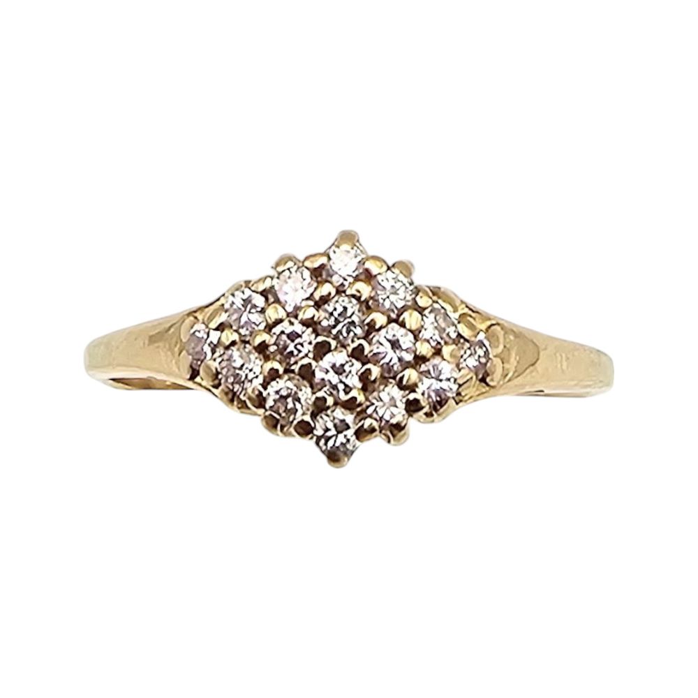 Lot 376: S&S Diamond 14K Gold Cocktail Ring Size 6 2.1 G