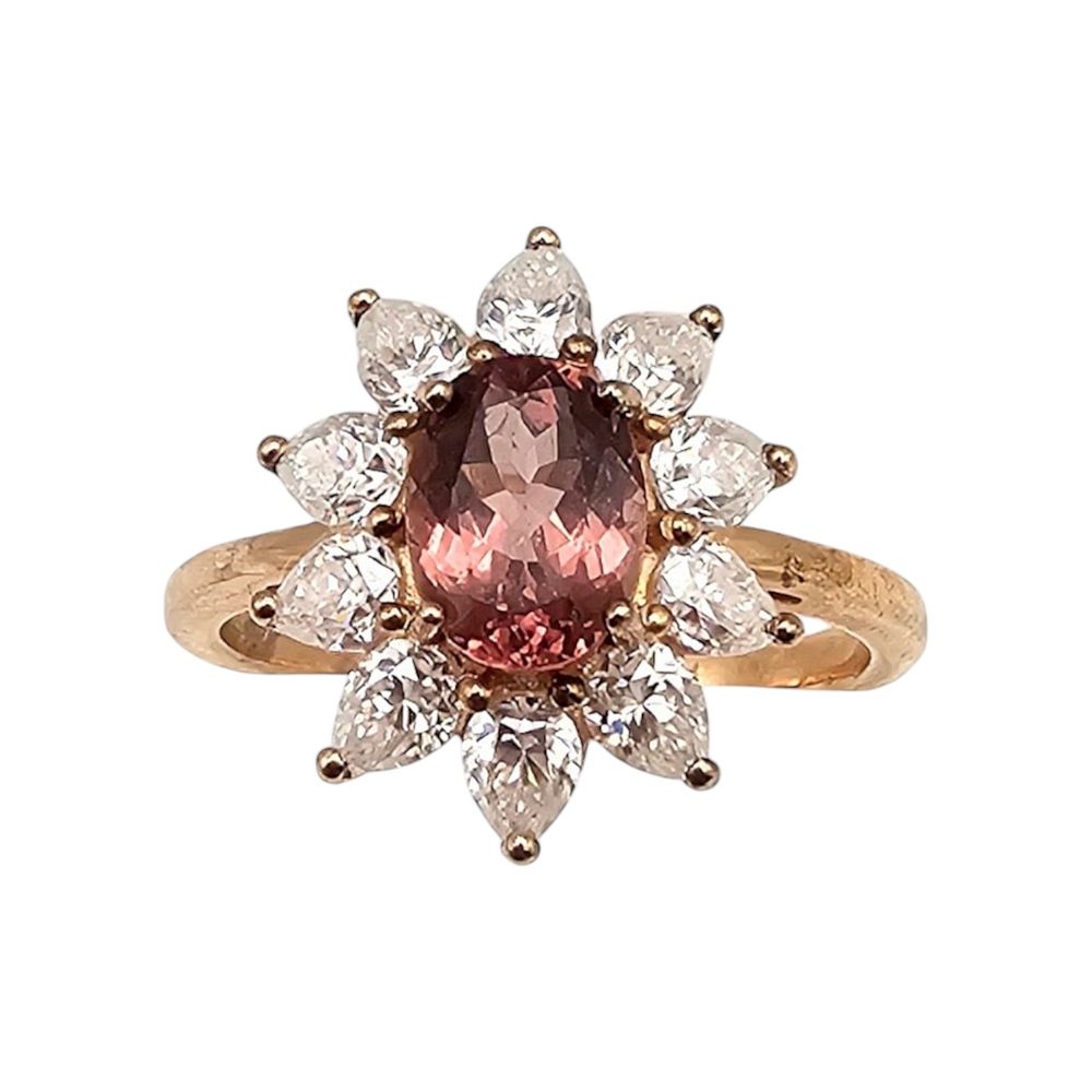 Lot 406: D'Joy Red Rose Apatite Moissanite Rose Gold Over Sterling Silver Cocktail Ring Size 8.75 3.5 G